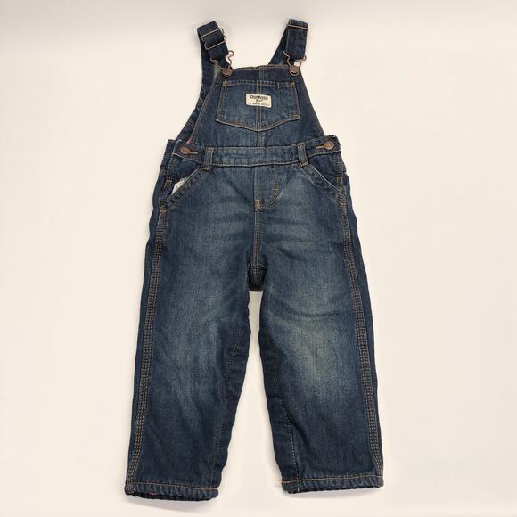 OSHKOSH B'GOSH GIRLS FLEECE DENIM OVERALLS SIZE 24M - Picture 1 of 5